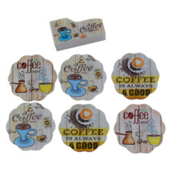 Set 6 suporturi cu carcasa pentru pahare - Design Coffee (Model 1)