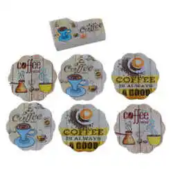 Set 6 suporturi cu carcasa pentru pahare - Design Coffee (Model 1)