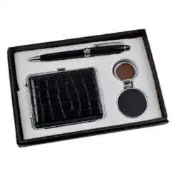 Set cadou 3 piese pentru barbati - Port card/Breloc/Pix