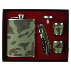 Set plosca cu briceag, 2 pahare si palnie, Design Army