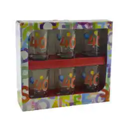 Set 6 pahare shot din sticla - Design aniversar "40"