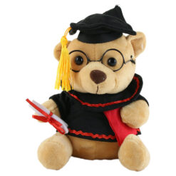 Ursulet din plus cu ochelari si toca, pentru absolvire 18 CM