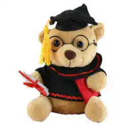 Ursulet din plus cu ochelari si toca, pentru absolvire 18 CM