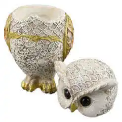 Alternative view of Figurina bufnita/Cutiuta, din rasina aurie 14 CM