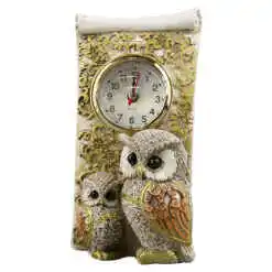Ceas de masa din rasina, cu bufnite 9x17 CM