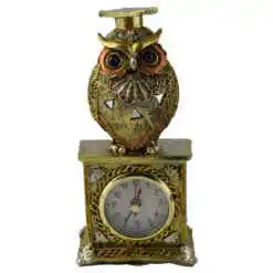 Ceas de masa din rasina decorat cu bufnita 20 CM - Cadou de absolvire