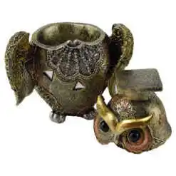 Alternative view of Figurina bufnita cu toca/Cutiuta din rasina aurie 14 CM