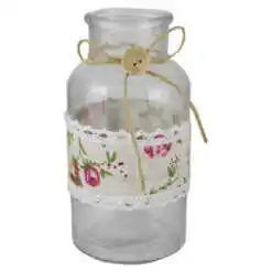 Vaza din sticla cu dantela florala 8x16 CM