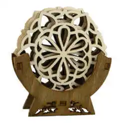 Set 6 suporturi pahare din lemn in forma de floare 10 CM