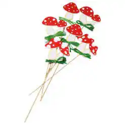 Set 6 pick-uri decorative Ciuperci din lemn 8x26 cm