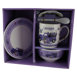 Alternative view of Set Servire Masa Copii, Farfurie/Bol/Cana 5 piese ? Lavanda ursulet cu masina