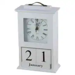 Calendar Perpetuu din lemn cu ceas 15x22 CM, Alb