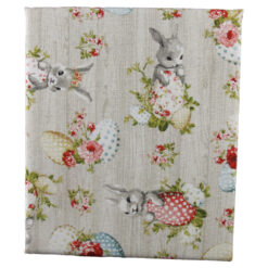 Fata de masa de Paste 120 x 140 cm, 80 % bumbac + 20 poliester, Iepurasi cu oua colorate