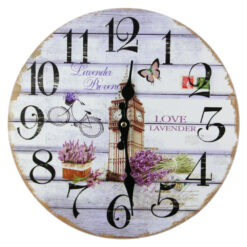 Alternative view of Ceas de perete din lemn 30 CM - Love Lavender