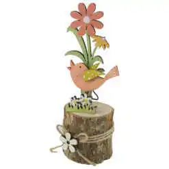 Alternative view of Decoratiune din lemn cu pasare si flori 15 CM