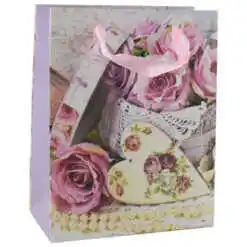 Punga cadou din hartie 18?23 CM - Rose vintage