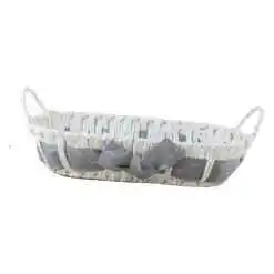 Cos paine din paie de hartie cu fundita gri 30x15 CM