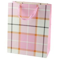 Punga cadou din hartie 26x32 CM - Carouri Roz