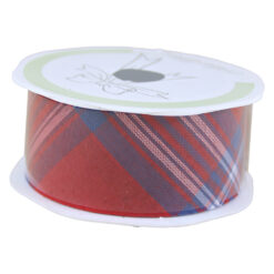 Panglica din textil rosu in carouri 38 mm x 10 m, Rosu albastru, Art Deco