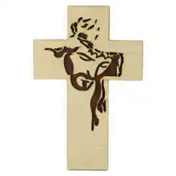 Cruce de perete din lemn cu Isus 18x25 CM