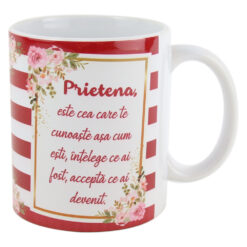 Cana ceramica "Prietena este..." 330 ml, Roz