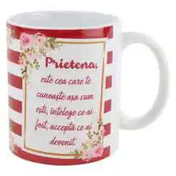 Cana ceramica "Prietena este..." 330 ml, Roz