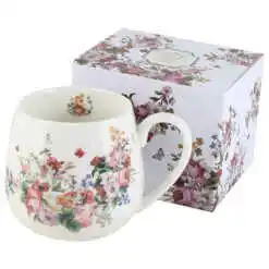 Cana portelan 430 ml "Flowers White", in cutie decorativa