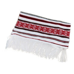 Servetel artizanal, 40x40 cm  Alb/Rosu/Negru