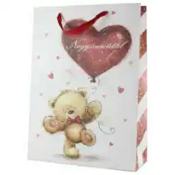 Punga cadou din hartie 31x42 CM - "Nagy szeretettel" Ursulet