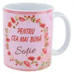 Cana ceramica "Pentru cea mai buna Sotie" 330 ml, Roz