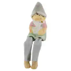 Figurina Baiat cu gasca din ceramica cu picioare textil 18 CM