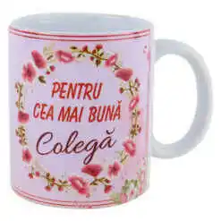 Cana ceramica "Pentru cea mai buna Colega" 330 ml, Roz
