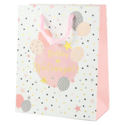 Punga cadou din hartie 18x23 CM - "Boldog Szulinapot", baloane aurii