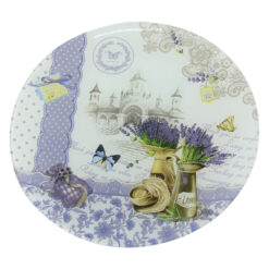 Platou servire rotunda din sticla 30 CM - Lavanda