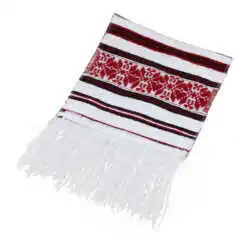 Stergar artizanal traditional, 40x17 cm, Alb/Rosu/Negru