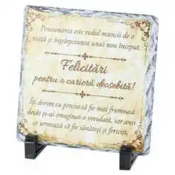 Placa ardezie "Pensionarea este rodul muncii..." 14x14 CM