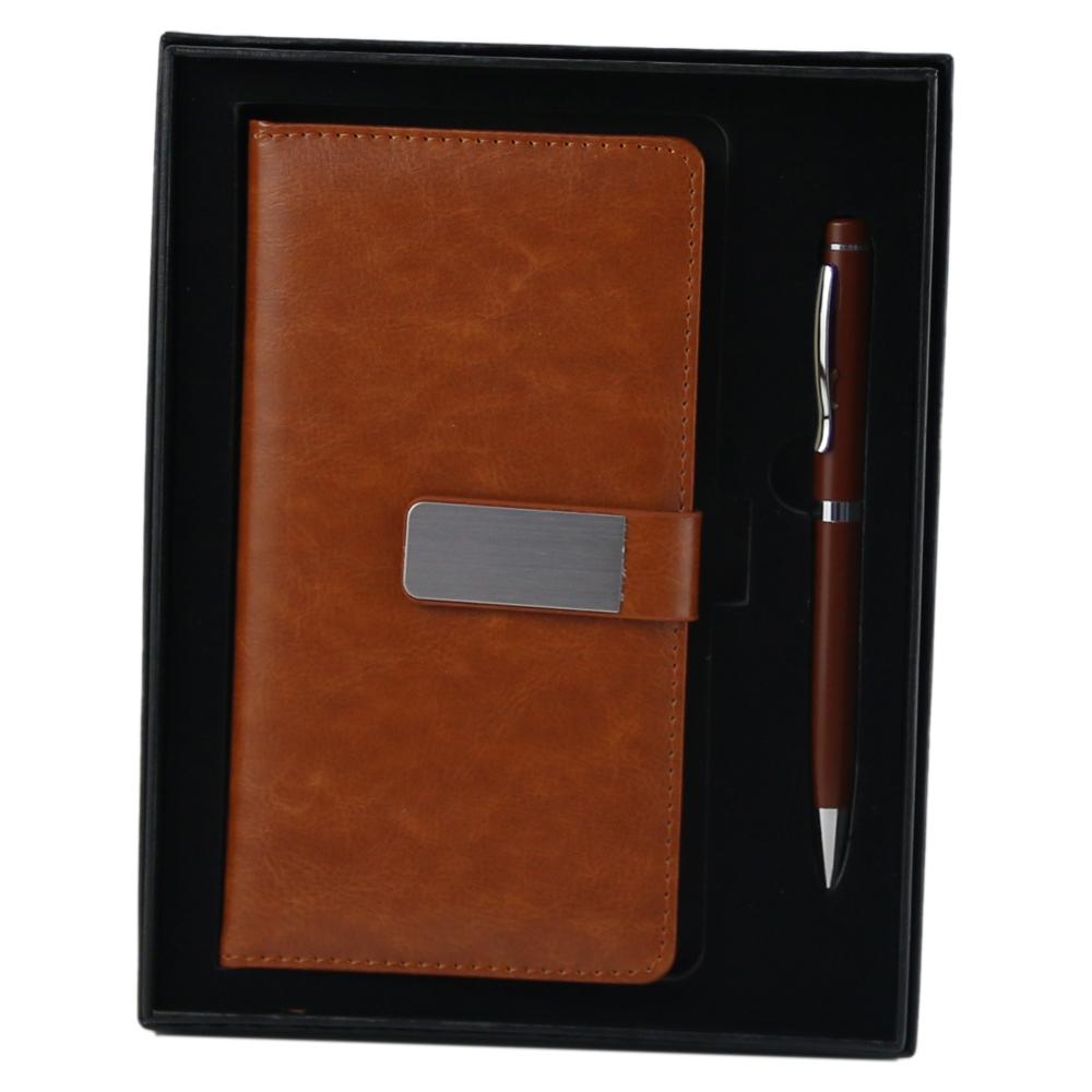 Set cadou pentru barbati, Agenda cu pix, Maro