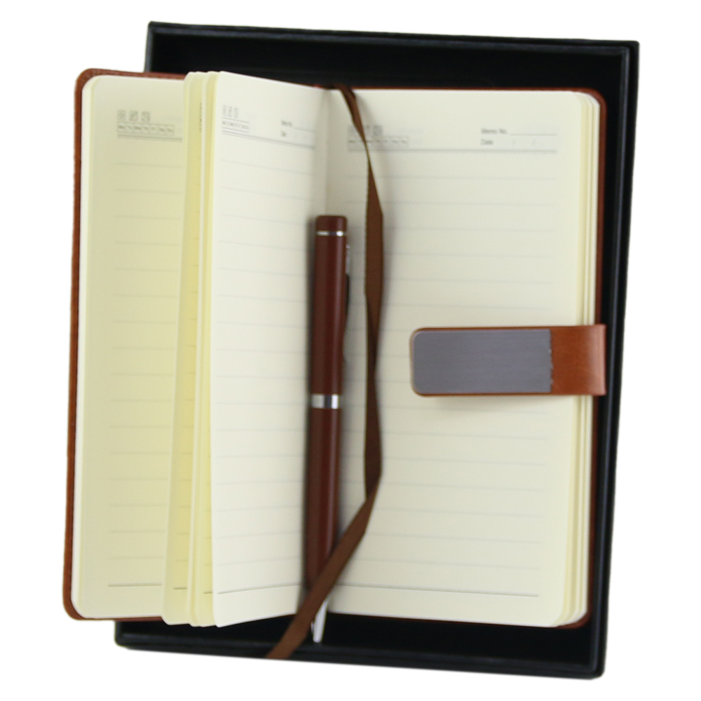 Set cadou pentru barbati, Agenda cu pix, Maro - imagine 2