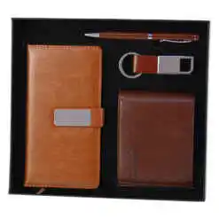 Set cadou pentru barbati, 4 piese - Agenda, portofel, breloc, pix