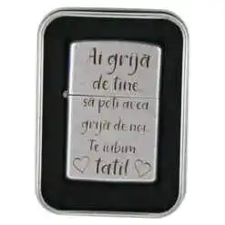 Bricheta metalica "Ai grija de tine Tati!", 3.5x5.5 CM, Argintiu