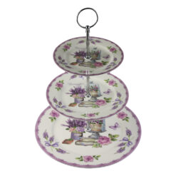 Platou din ceramica cu 3 nivele, Lavender Tea