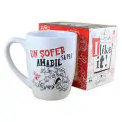 Cana ceramica "Un sofer super amabil", 300 ml, in cutie decorativa