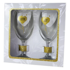Set 2 pahare vin "Love - Sotie/Sot", 220 ml, in cutie eleganta