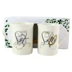 Set 2 cani din ceramica "Super Sot/Super Sotie", 290 ml, in cutie cadou