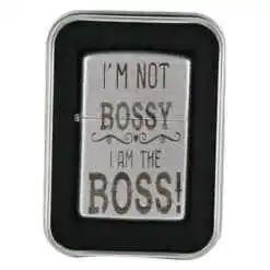 Bricheta metalica "I'm not Bossy...", 3.5x5.5 CM, Argintiu
