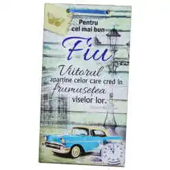 Tablou lemn personalizat "Pentru cel mai bun Fiu..." 15x27 CM