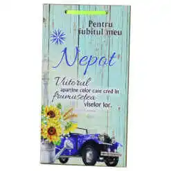 Tablou lemn personalizat "Pentru iubitul meu Nepot..." 15x27 CM