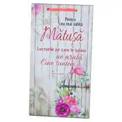 Tablou lemn personalizat "Pentru cea mai iubita Matusa..." 15x27 CM