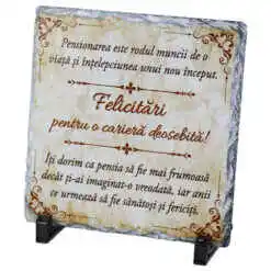Placa ardezie "Pensionarea este rodul..." 19x19 CM, cu ocazia Pensionarii