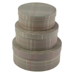 Set 3 cutii rotunde 20x8 CM - Carouri maronii